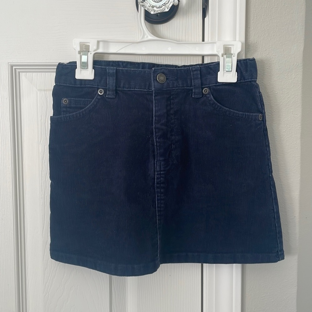 Lands End Girls Corduroy Navy Skirt